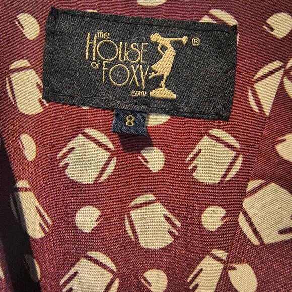 House of Foxy 1930s Ava Tea Dress in Wine Deco Dot EUC - Picture 5 of 5